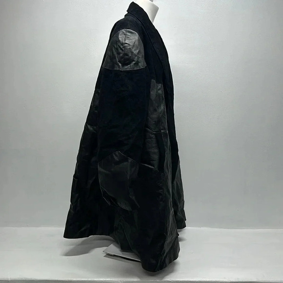Suede Jacket Coat Pure Leather Heavyweight Open Front Black Women's Plus Size 2X - Picture 3 of 11
